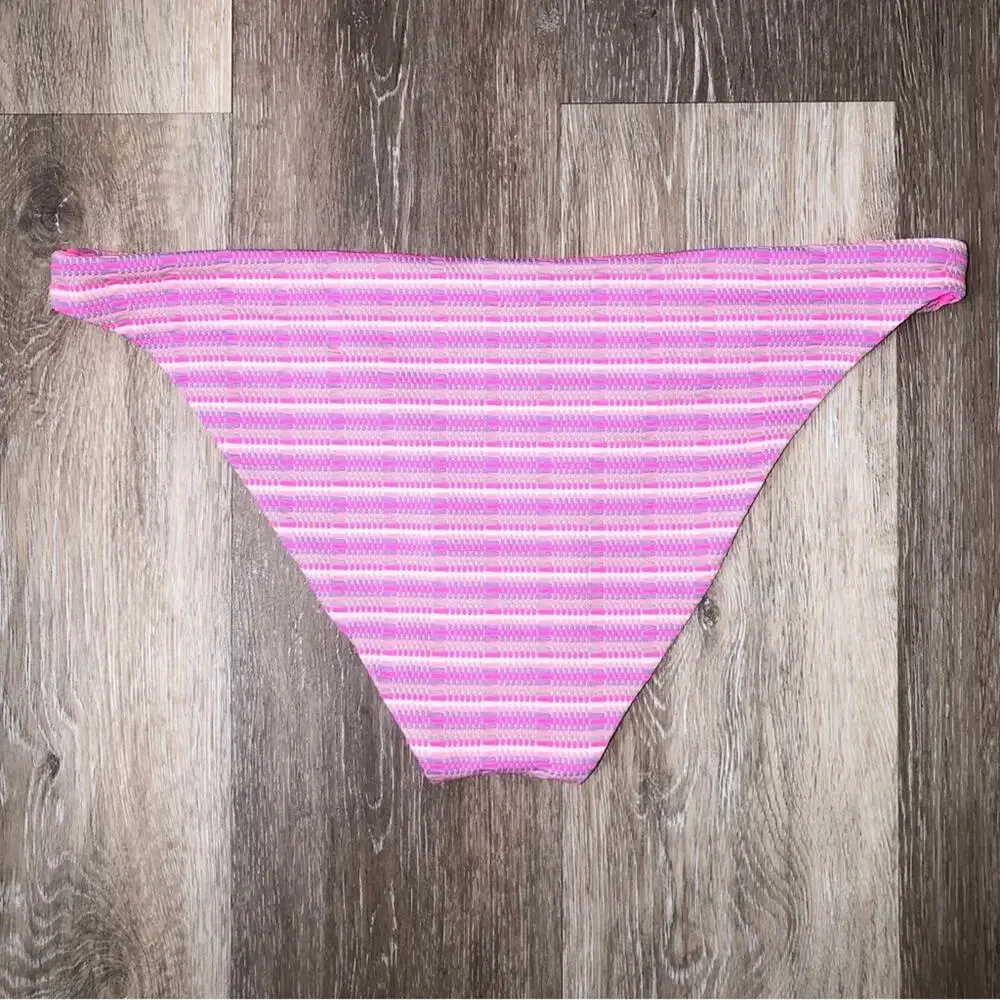L*Space Bikini Brittany Top Camancho Bottom Electric Pink Pique Stripe XL NWT